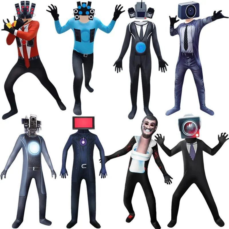 Skibidi Toilet Halloween Costume Cosplay Gioco Altoparlante Uomo Tv Uomo Camcorderman Costumi Tuta Tuta Maschera Per Bambini Donna Uomo