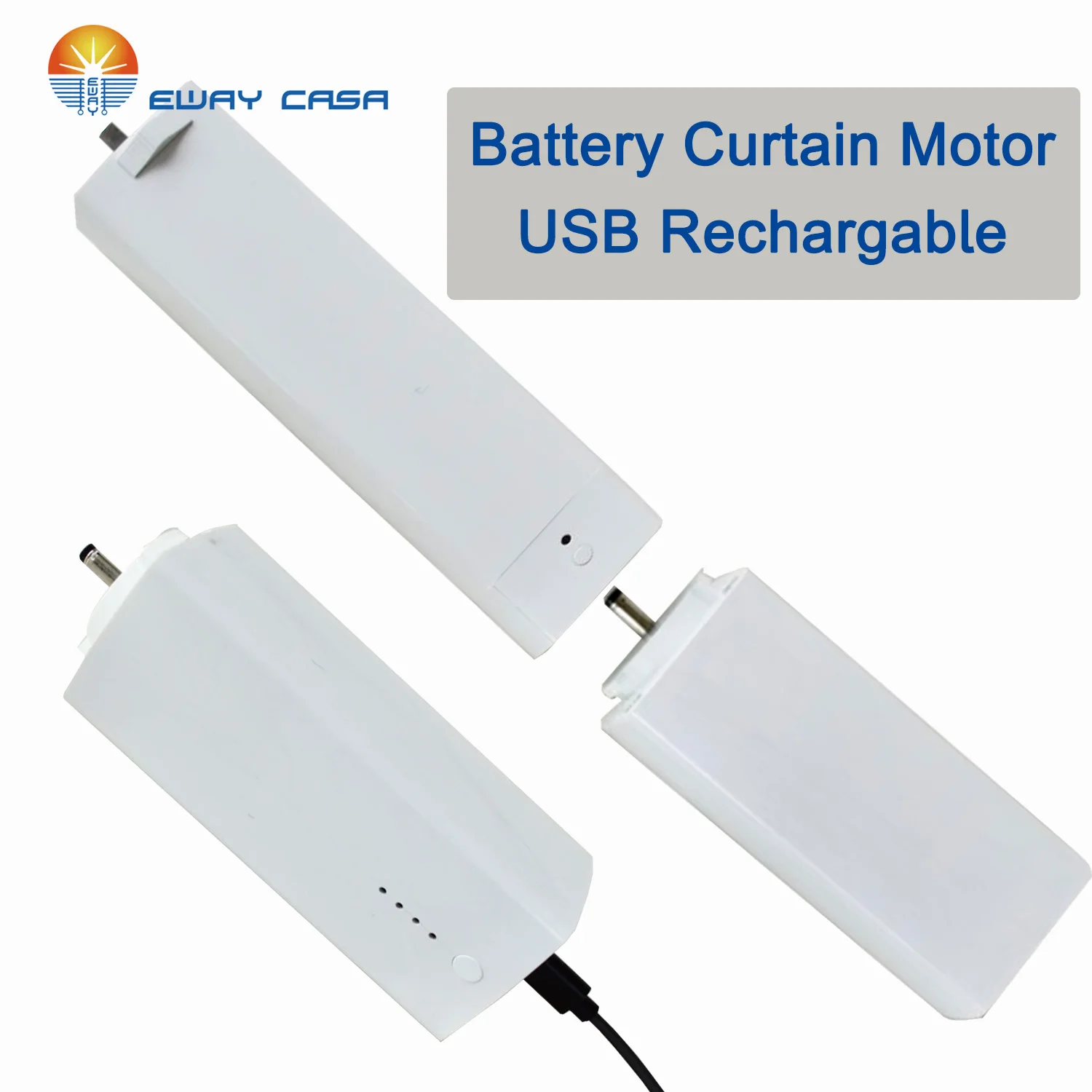Motorized curtain track with remote control, rechargeable battery