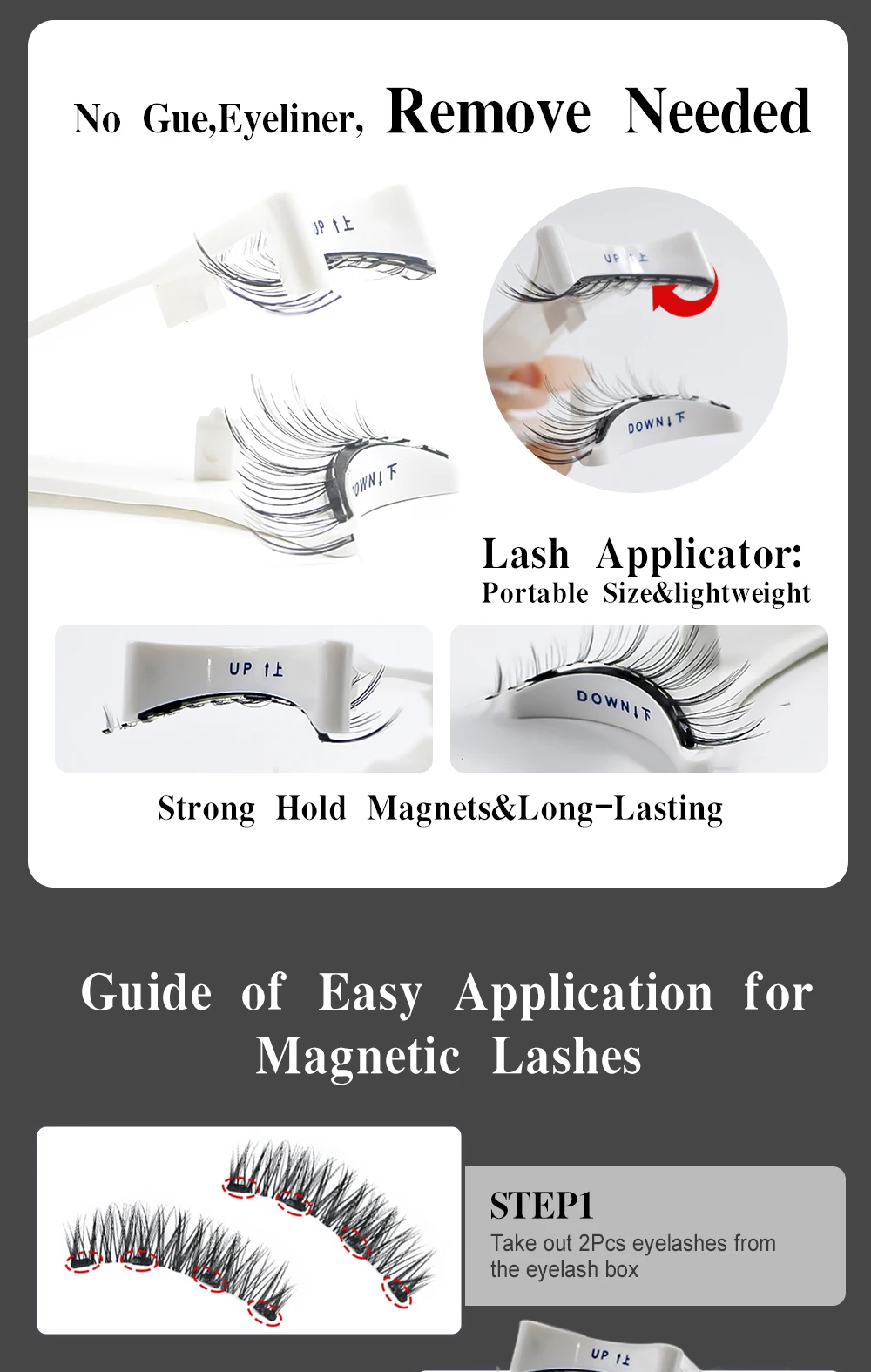 Description Picture 4 of item1 Pair Per Box Magnetic Lashes with Applicator Makeup Soft Reusable No Glue Needed Natural Magnetic Eyelashes Vendor