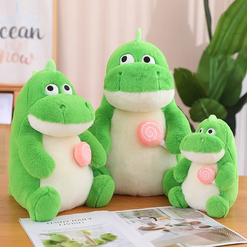 Kawaii Green Dinosaur Plush Toys Cute Funny Cartoon Animal Soft Dolls Gifts for Girls Sleeping Throw Pillow Plushies Kids Toy