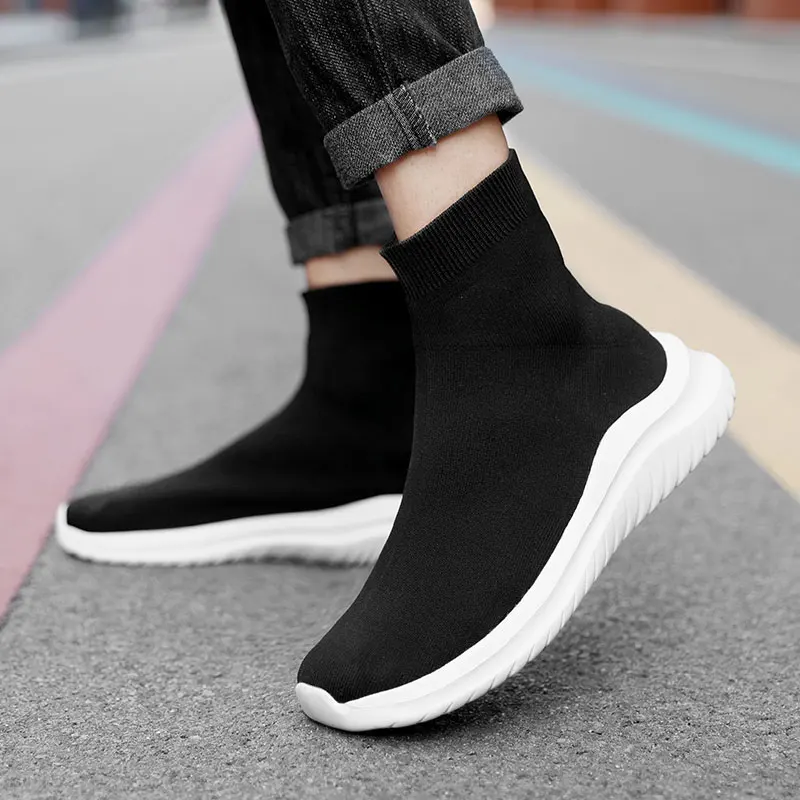 Summer Black Socks Sneakers Men Slip on Sports Shoes Man Flats