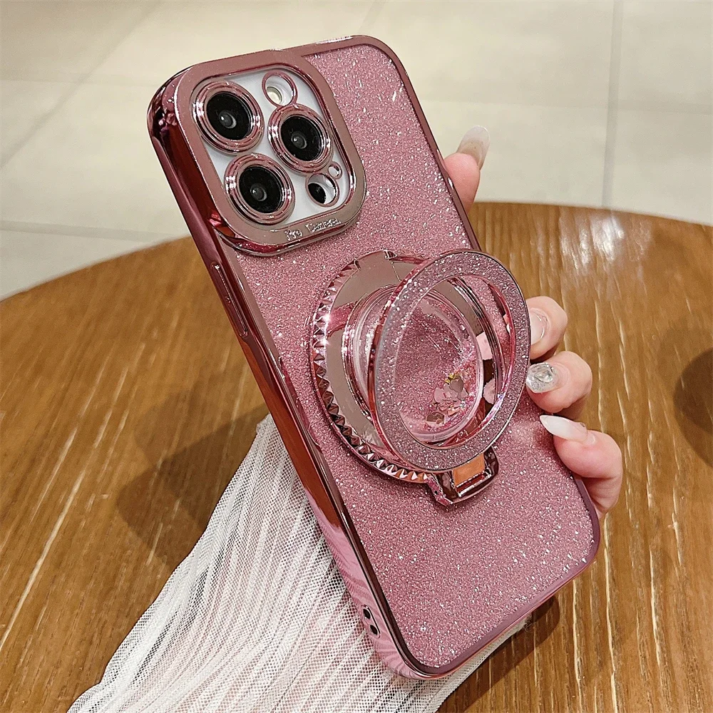 Bling Glitter Magnetic Phone Case For Iphone With Magsafe Holder_voghion.com