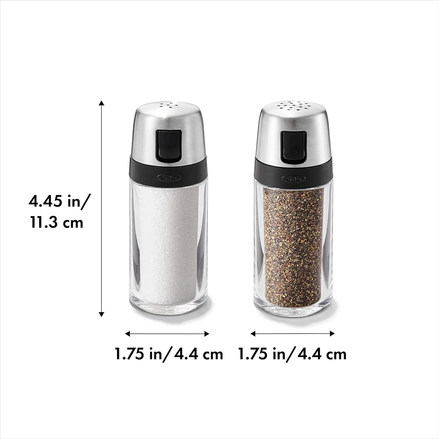 OXO Good Grips Salt Shaker with Pour Spout, Clear/Silver, Salt & Pepper