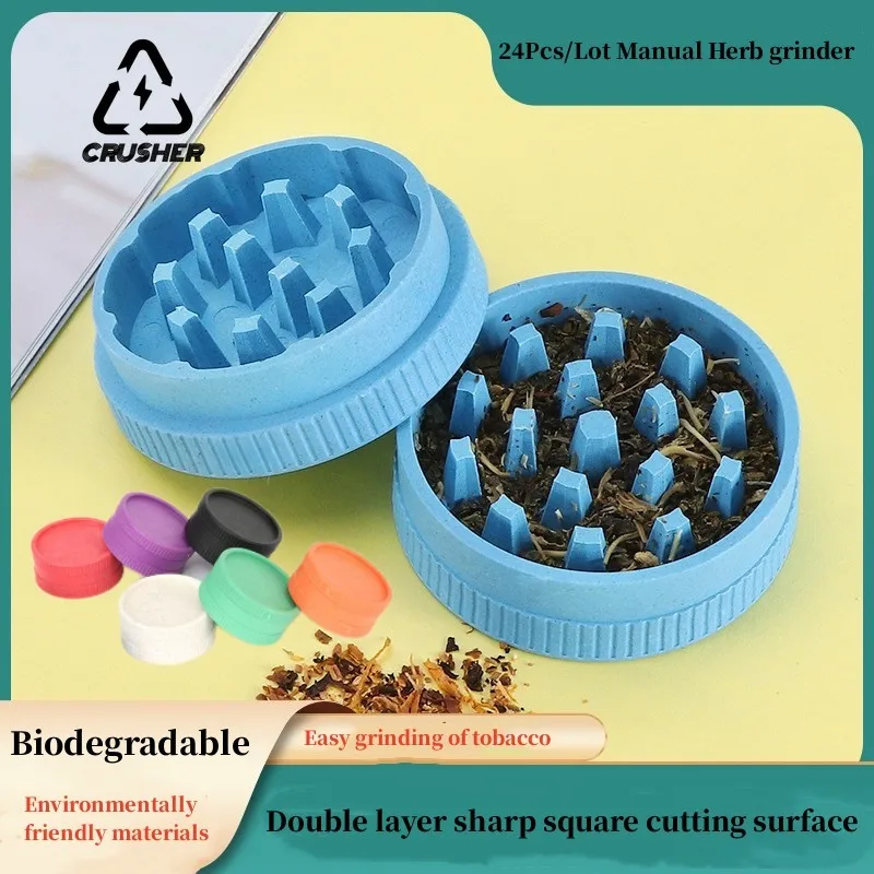 Degradable Plastic Herb Grinder Articles Smoking Grass 2 Layer Tobacco Spice Crusher Smoking Accessories Herb Grinder Tobacco Grinder Manual Spice Grinder Tobacco Smoking Accessories Smoking Accessories
