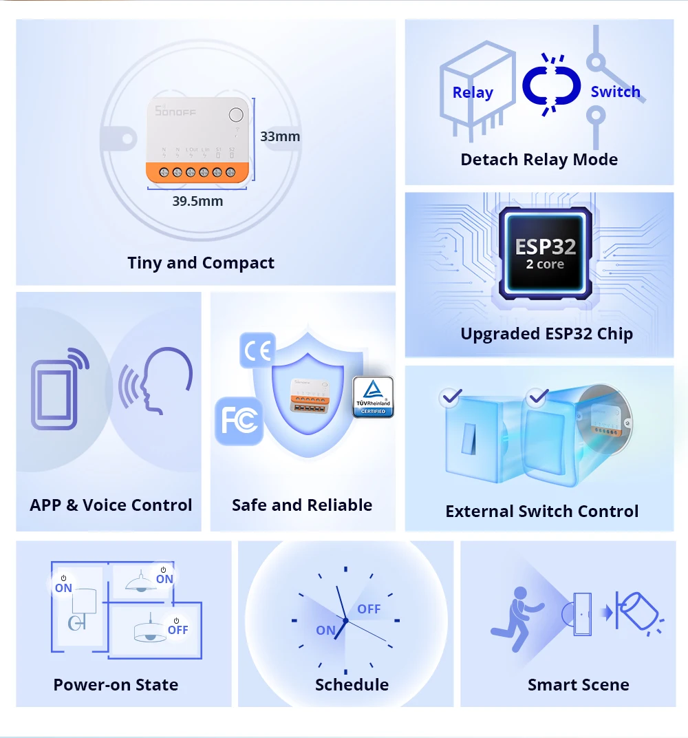 Sonoff Mini R4 Extreme Wifi Smart Switch Two Way Remote Control Detach  Relay Mode Smart Home Modlue Via eWelink APP Alexa Google - AliExpress