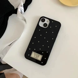 Korean Luxury Polka Dot Black Border Phone Case - Y2K Inspired Design - iPhone 12 Mini (A01)