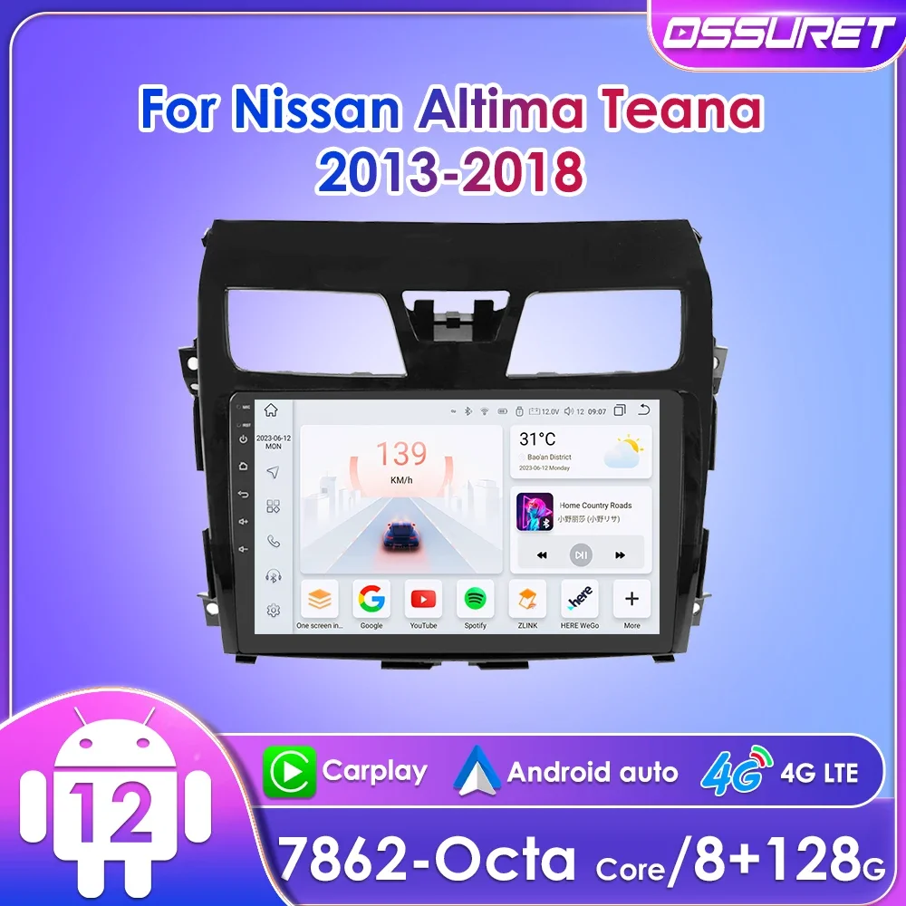 

OSSURET 10 Inch 2 Din Android 12 Car Radio for Nissan ALTIMA TEANA 3 2013 - 2018 Multimedia Player GPS Navi RDS DSP BT Carplay