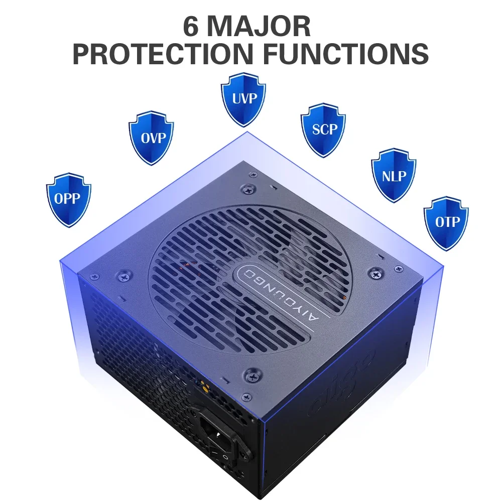 AIGO блок питания AT 550W 650W 750W, вентилятор 120мм, ПК, напряжение 100 240V полный диапазон, дизайн 80Plus, ATX, настольный компьютер Desktop, Diy, игровой Gamer, компьютер Fonte PSU — изображение 6