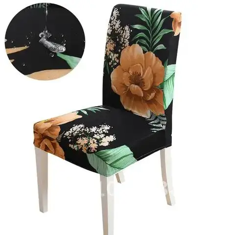 

Spandex Chair Covers Waterproof For Wedding Dining Room Office Banquet housse de chaise flower printed cover chair