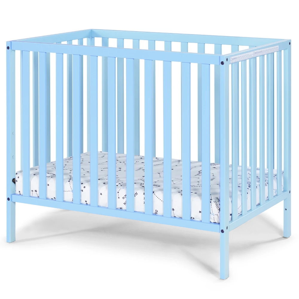 Palmer 3-in-1 Convertible Mini Crib Baby Blue w/ mattress pad 3