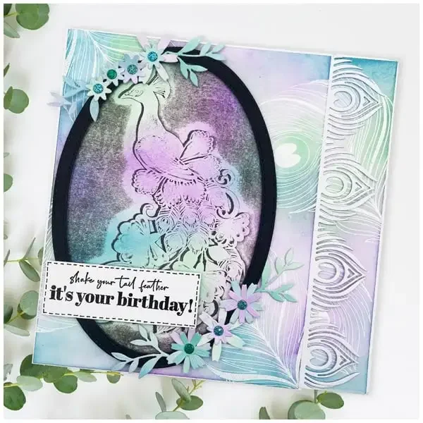Album Card DIY PaperPeacocks Bold Peacock Mask Feather Metal Cutting Dies Silicone Stamps Scrapbooking Stencil Photo Embossing