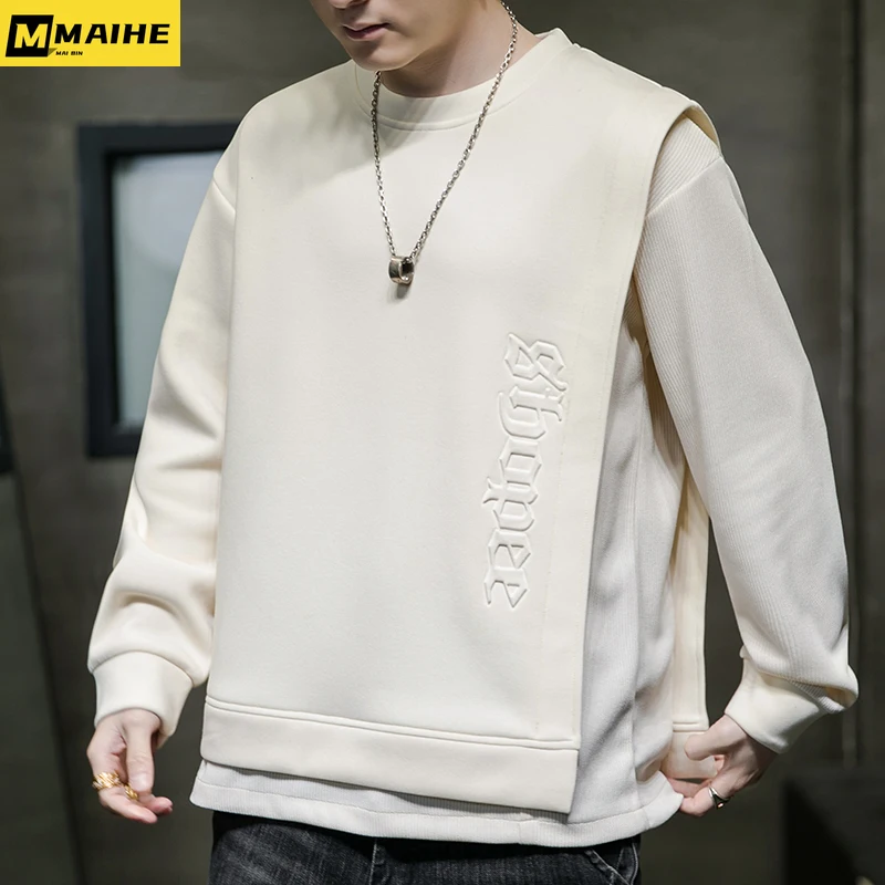 Men's Spring Sweatshirt Fashion Long Sleeve Round Neck 3D Printed Letter Logo Men's Sweatshirt Oversized Casual Men's Pullover