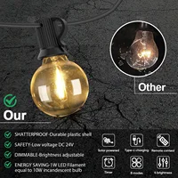 Guirlande solaire LED pour l'extérieur, 50 pieds, 100 pieds, 24V, G40, incassable, Rechargeable, suspendue, pour décoration de Patio, Pergola 3
