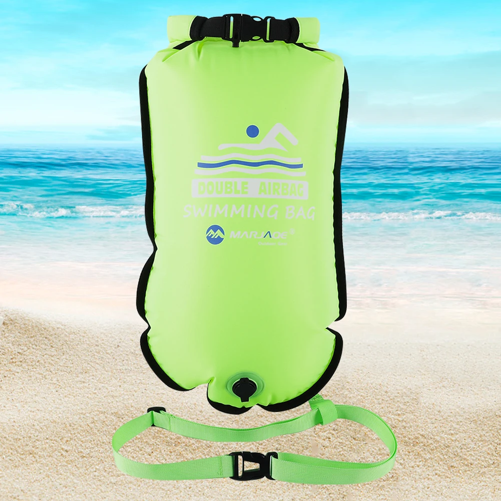 20L Inflatable Open Swimming Buoy Tow Floating Bag Double AirBags Water Sport Life Saving Swim Buoy Pool Inflated Air Drying Bag swimming buoy