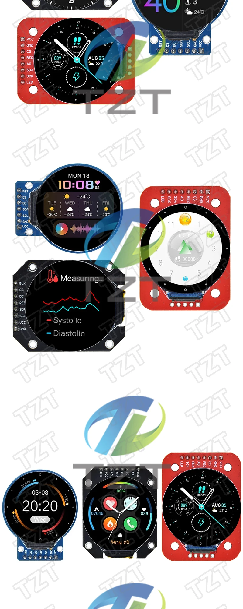 TZT TFT Display 1,28 Zoll TFT LCD Display Modul Runde RGB 240*240 GC9A01 Treiber 4 Draht SPI Schnittstelle 240x240 PCB Für Arduino – Detail 8