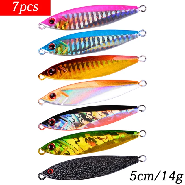 7pcs Metal Jig Lure 14g/5cm Shore Casting Jigging Fish Sea Bass