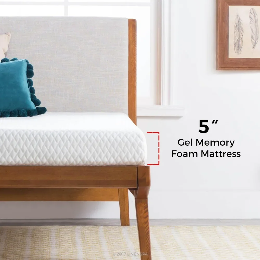 5 Inch Gel Memory Foam Mattress , Firm Mattress, Low Profile Bed Queen 5 Inch Mattress 6
