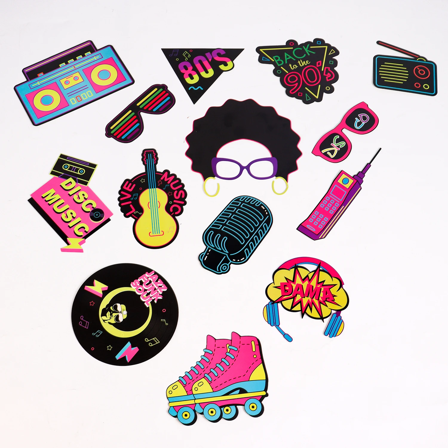 14 Glowing neon photo booth props with sticks that let us glow in the dark Fluorescent booth props party supplies fav