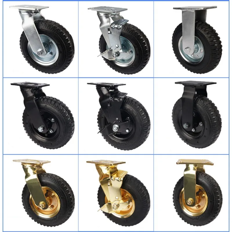 

1 Pc 8 Inch Galvanization/Electrophoresis/Gold Plating Wheel Hotel Luggage Car Room Caster Service Shock Absorber Silent Castors