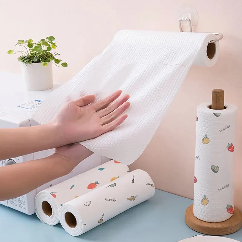 재사용 가능한 레이지 걸레 대나무 수건, 습식 및 건식, 주방 식기 세척, 핸드 타올 롤, 유기농, 1 롤