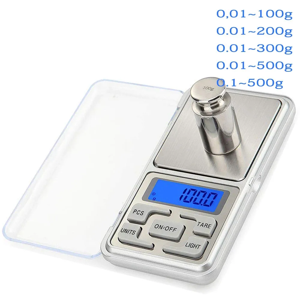 Mini Digital Scale 0.01/0.1g High Accuracy Backlight Electric Pocket For Jewelry Gram Weight For Kitchen 100/200/300/500g