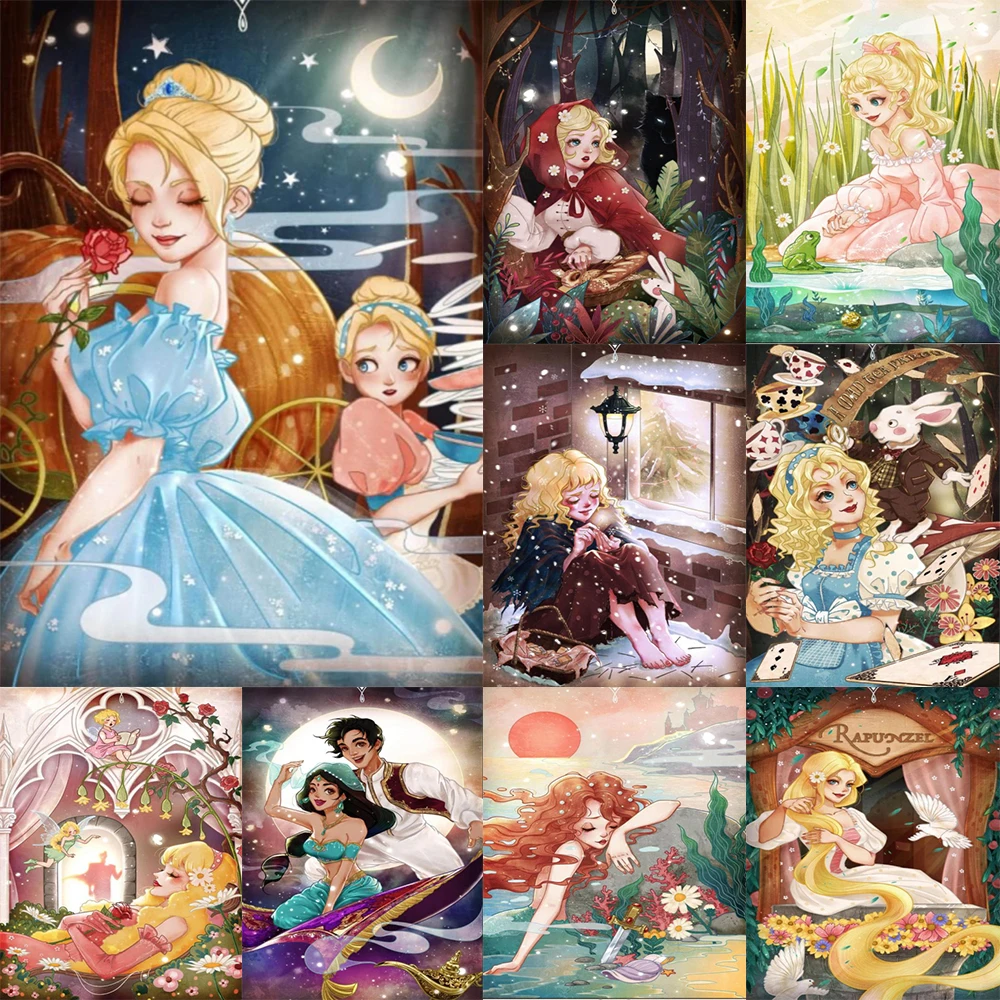 Disney Princess 5D Pittura Fai Da Te Diamond Art Paint Trapani Completi Sirenetta Mosaico Punto Croce Artigianato Per Adulti Fatto A Mano