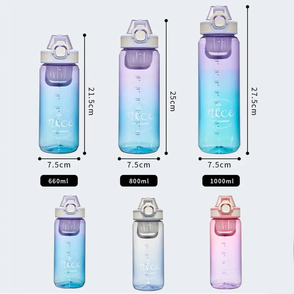 660ML/800ML/1000ML Sports Water Bottle Leakproof Clear Scale Water Cup High Temperature Resistant Sports Bottle for