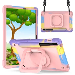 Durable 360 Rotating Stand Tablet Cover for Tab S8 (Coloful Pink)