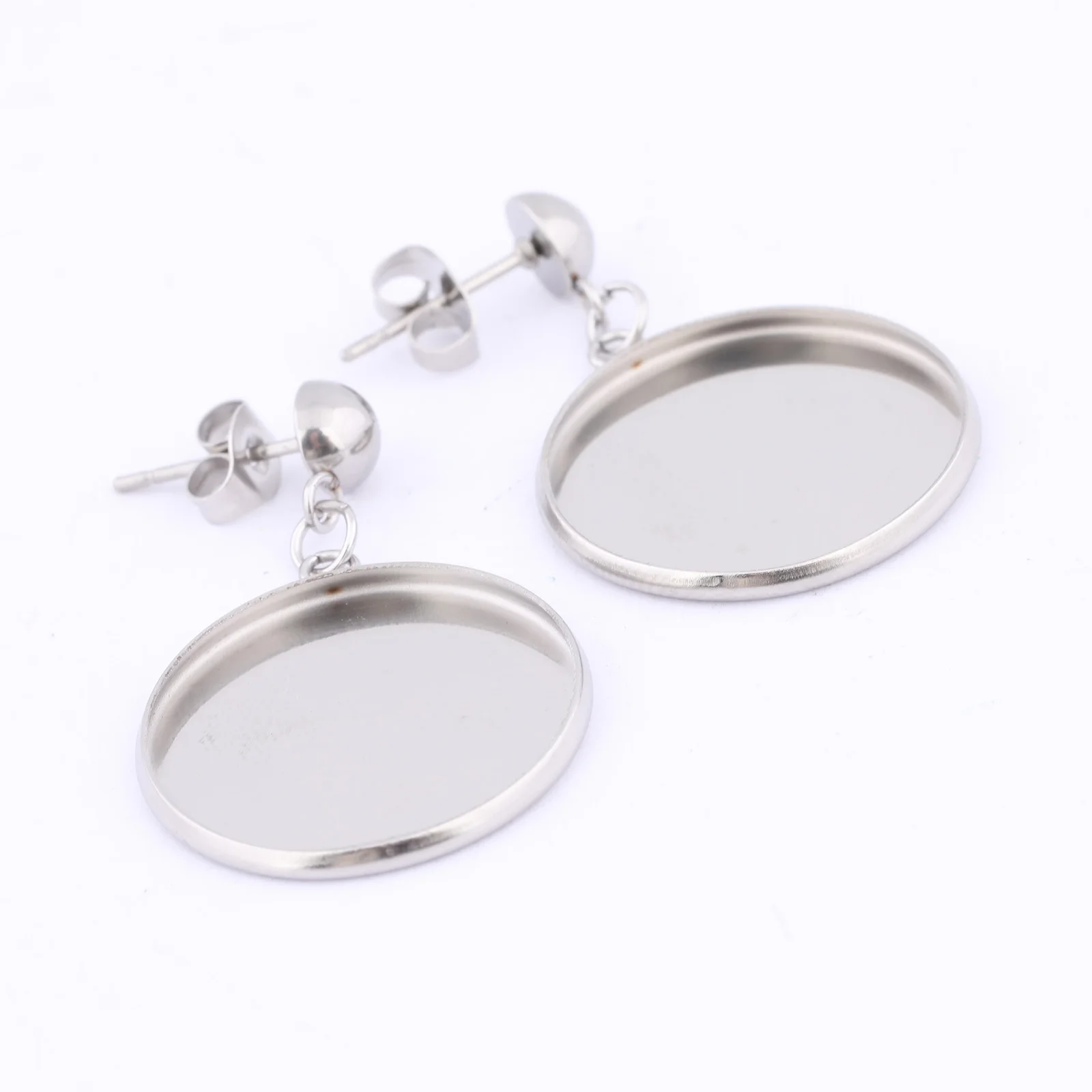 10pcs 스테인레스 스틸 맞는 20mm 카보 숑 귀걸이 기본 공백 Diy 포스트 귀걸이 결과 보석 만들기 용품