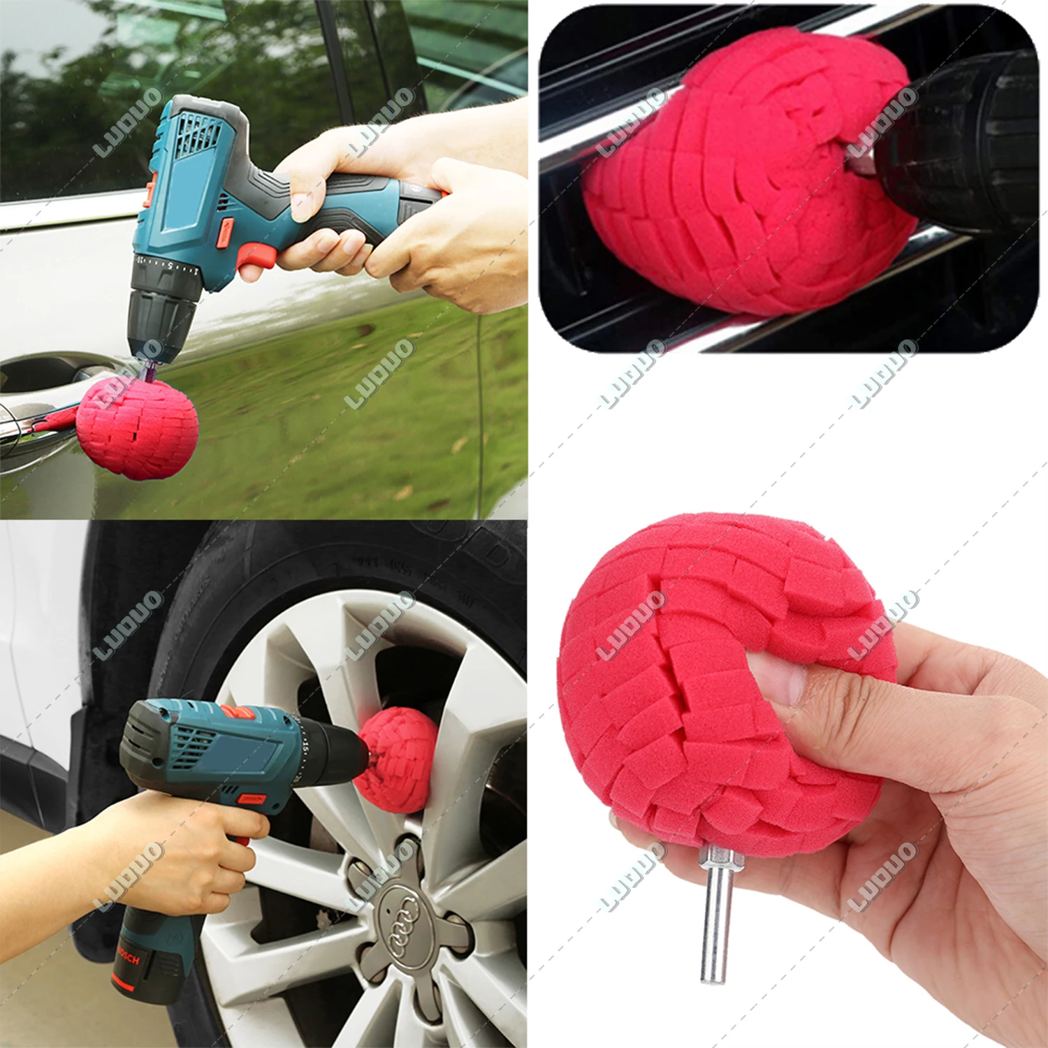 Car Hub Buffing Sponge Polishing Kit Used For Electric Drill Auto Wheel Polishing Sponge Burnishing Ball Polishing Cone Set 5