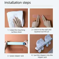 Bathroom Slipper Shelf No Punching Wall Mounted One Piece Shoe Rack Space Saving Shelf Bathroom Hanging 2