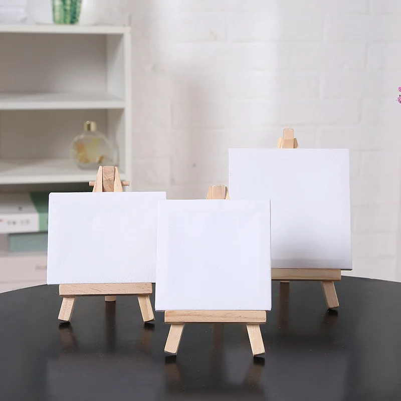 Artists DIY Drawing 4 Inch Mini Easel Mini Canvas Set Painting Kids Painting Craft Small Table