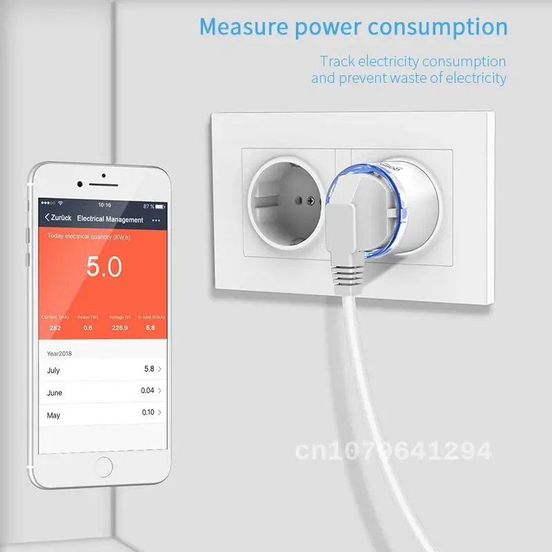 

Gosund/Smart Life WiFi EU Smart Plug 10A 220V Adapter Wireless Remote Voice Control Power Monitor Timer Socket