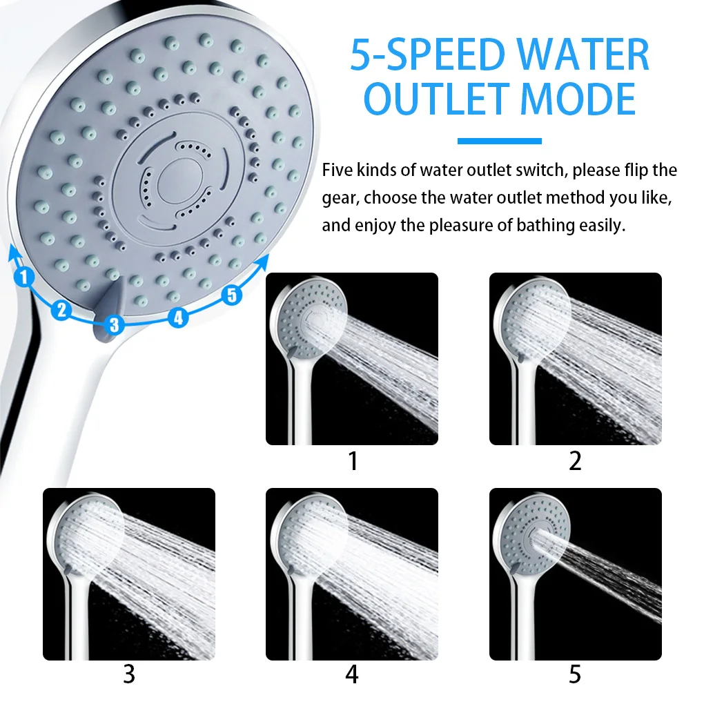 5 Modes Shower Head Set High Rainfall Massage Handheld Bath Sprayer Nozzle Shower Head With Hose Bracket Bathroom Accessories 2