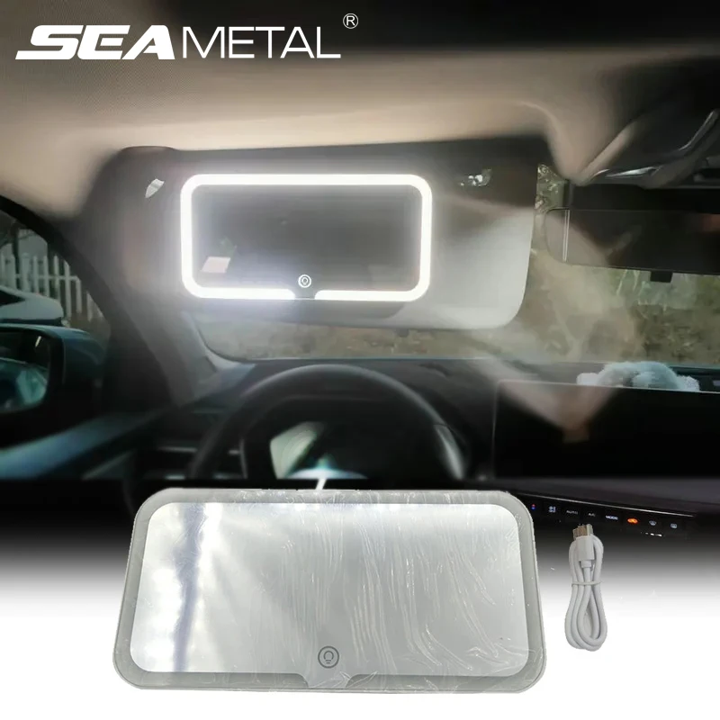 Car Sun Visor makeup mirror LED 3-Color Brightness Dimmable HD Vanity Mirror Touch Screen Interior Car Make Up