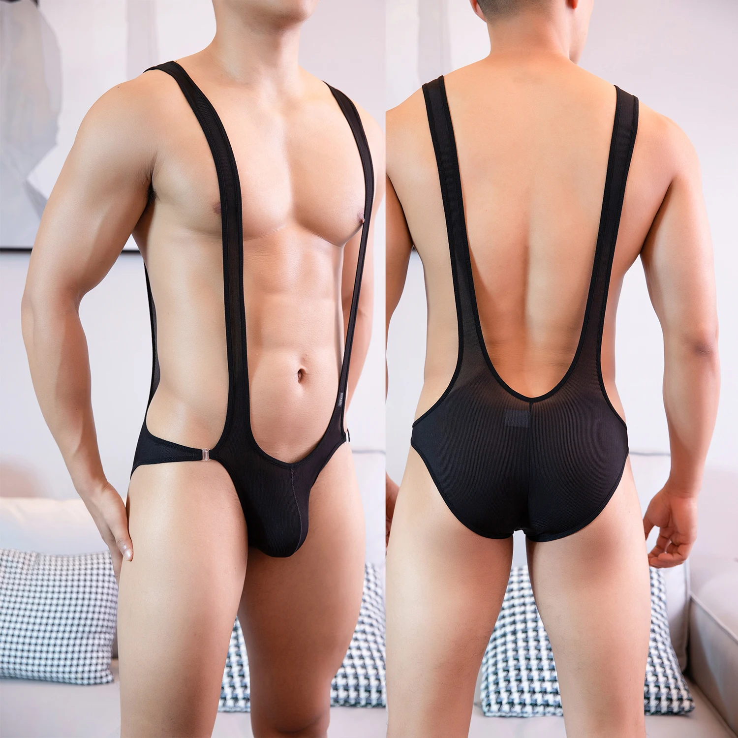 Men Underwear Ice Silk One Piece Singlet Struggles Man Bodysuit Leotard Soft Underwear Shapers E771