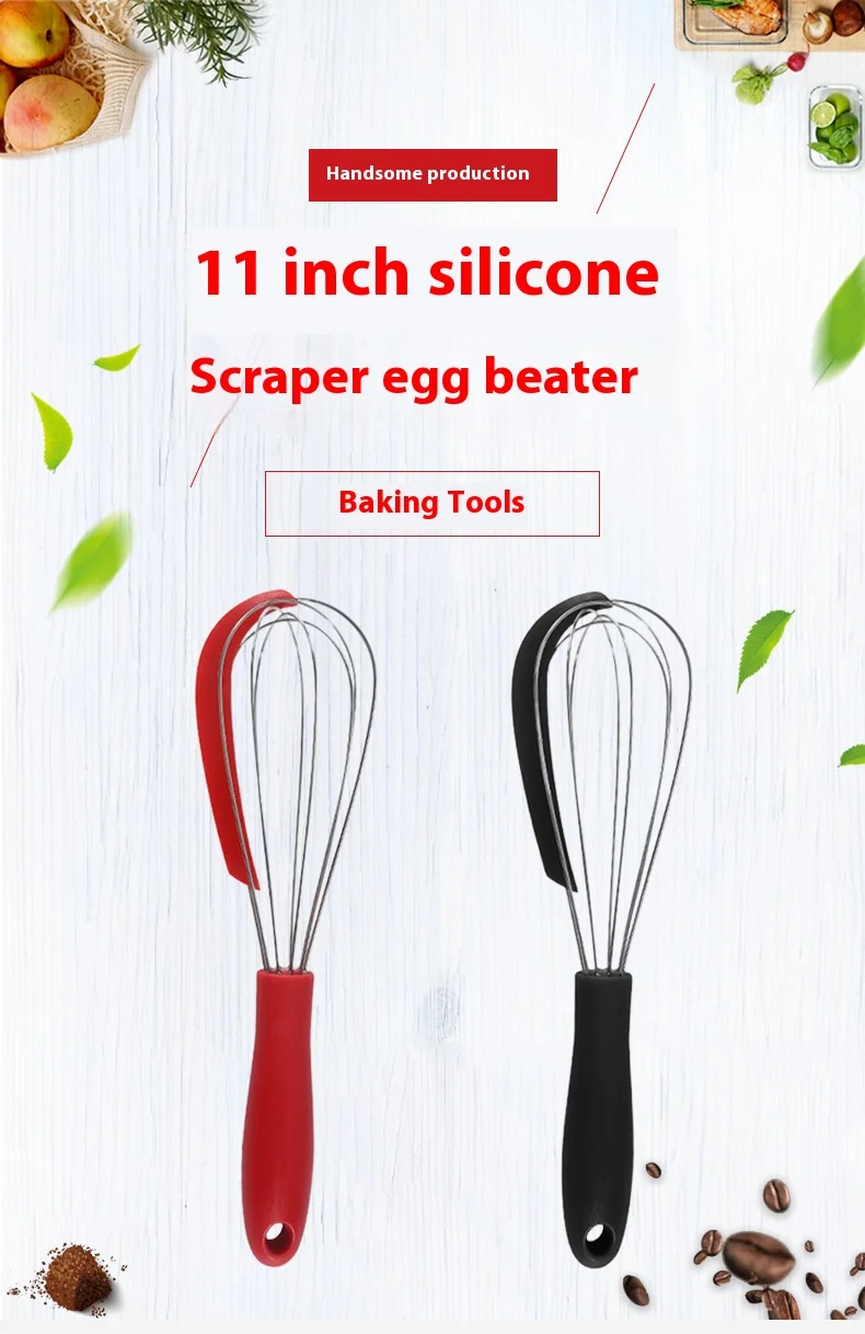 Description Picture 2 of itemSilicone Wire Whisk With Silicone Spatula Manual Egg Stirring Whisk Balloon Whisk Milk and Egg Blender Beater