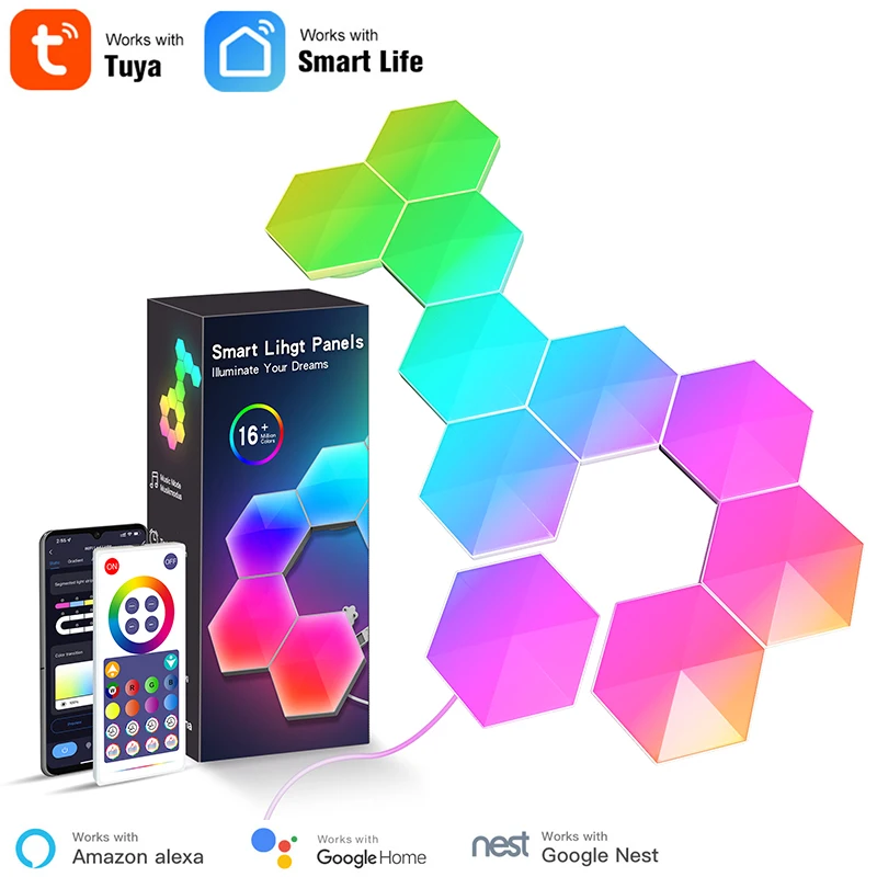 Yeelight inteligente led rgb diy painéis de luz música jogo sincronização  regulável cor inteligente app controle voz para o assistente do google  alexa xiaomi - AliExpress