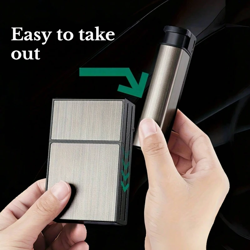 Stylish Metal Cigarette Case with Built-In Lighter, Anti-Pressure & Moisture-Proof Design, Holds 20 Standard Cigarettes