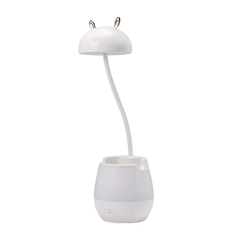 

2 In 1 Adjustable Desk Lamp With Pen Holder & Phone Stand, Warm Night Light ,Modern Table Lamp For Reading (White Bear)