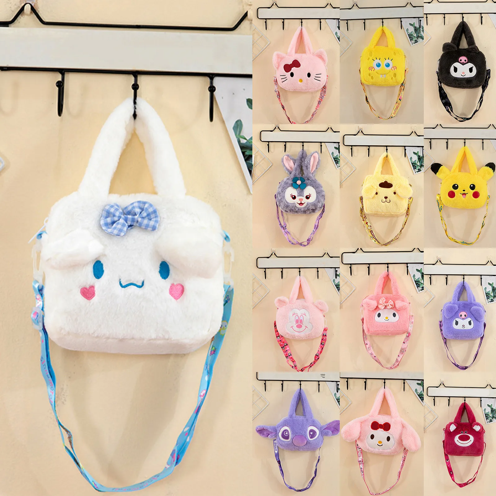 

Sanrio плюшевая сумка Kawaii Hello Kitty Kuromi Melody мультфильм аниме Портативная сумка через плечо косметическая сумка для хранения женщин девушек Подарок