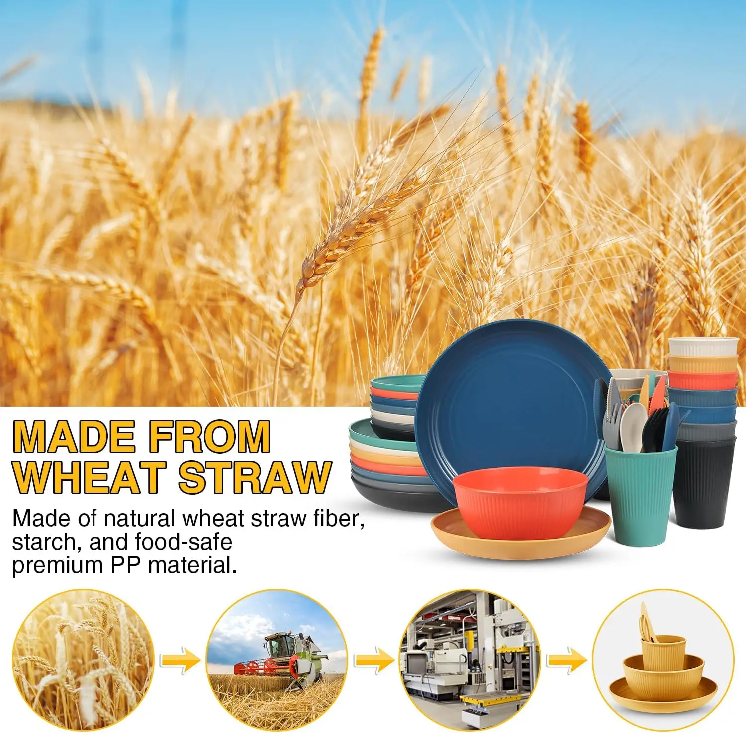 Close-up of eco-friendly wheat straw material