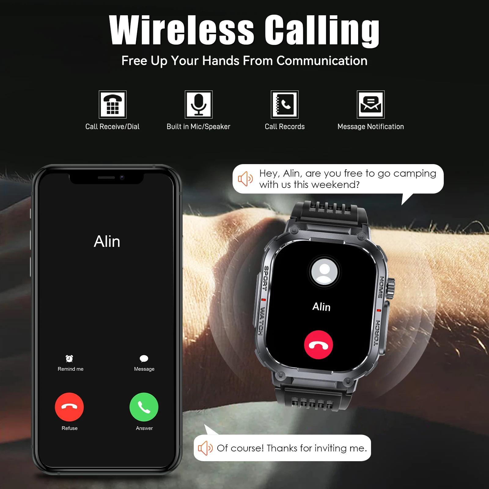 EIGIIS Men's Smart Watch Waterproof Fitness Tracker