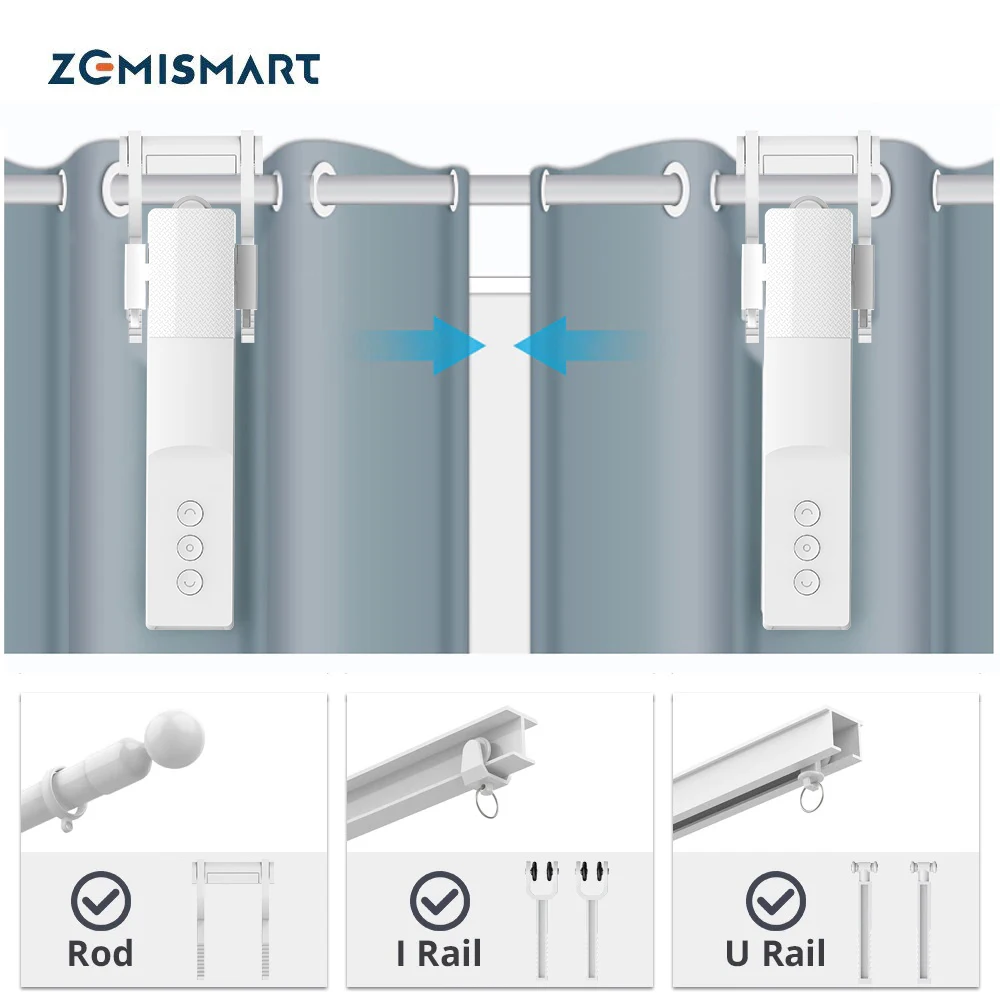 Zemismart Tuya Zigbee Smart Curtain Driver Robot per asta romana I Type tende Track Smart Life Alexa Google Home Control