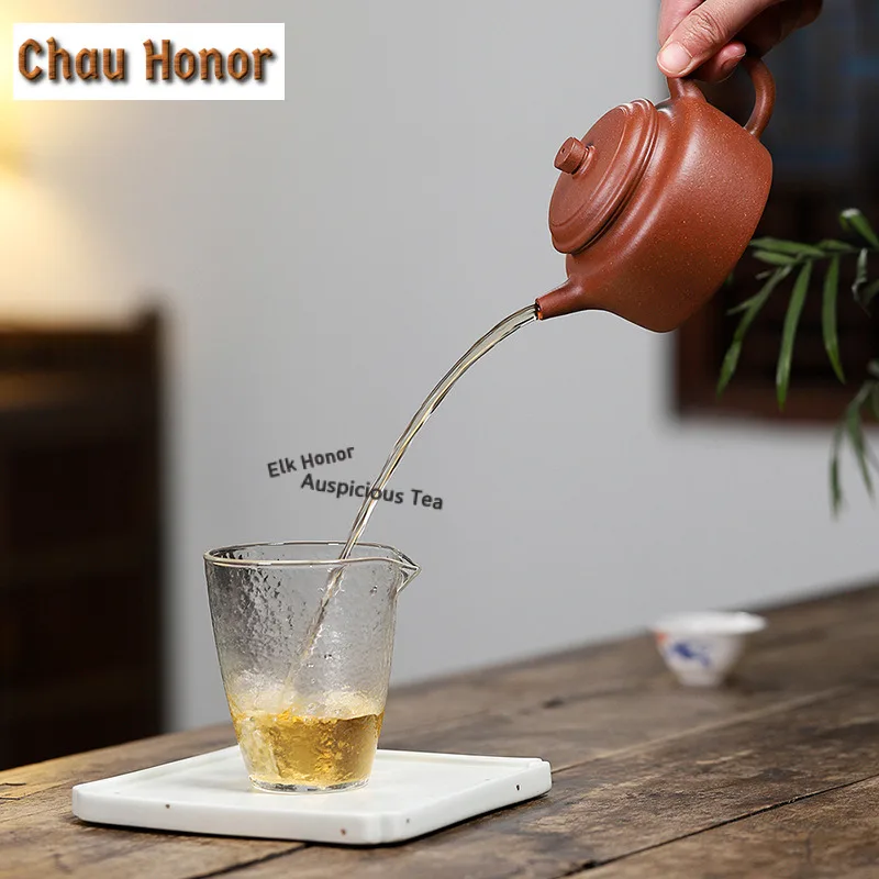 240ml Exquisite Yixing Purple Clay Teapots Handmade Dezhong Pot Raw Ore Downhill Mud Kettle Chinese Zisha Tea Set Ornaments Gift