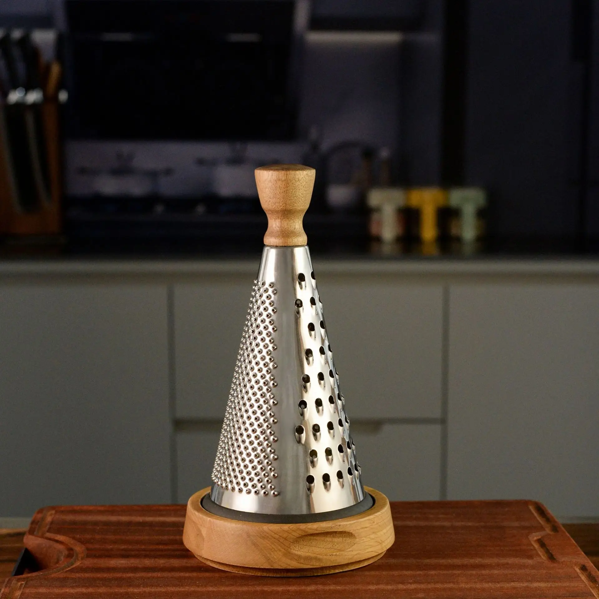 Cone Cheese Grater with Wooden Handle Multifunctional Vegetable Grater Chopper Stainless Steel Fruit Cutter Kitchen Gadgets