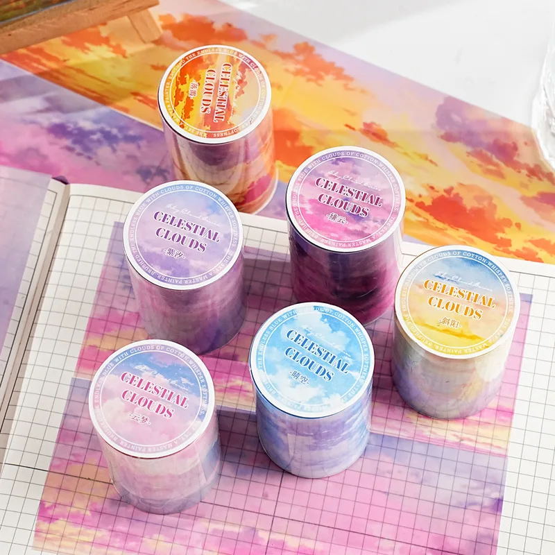 60mm*2m 구름 패턴 테이프 스티커 팩 |   수제 스크랩북 및 앨범용 DIY 재료