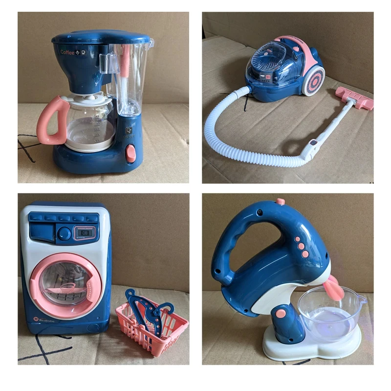 Pretend Kitchen Play Toys Electric Vacuum Cleaner Water Sweeper Household Juicer Dispenser Washing Machine Simulation Appliances 4