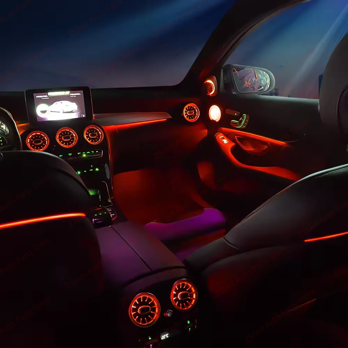 메르세데스 벤츠 W205 AMG C GLC 클래스 쿠페 C43 C63 X253 에어벤트 노즐 스피커 커버 장식 램프용 3/64색상 앰비언트 라이트
