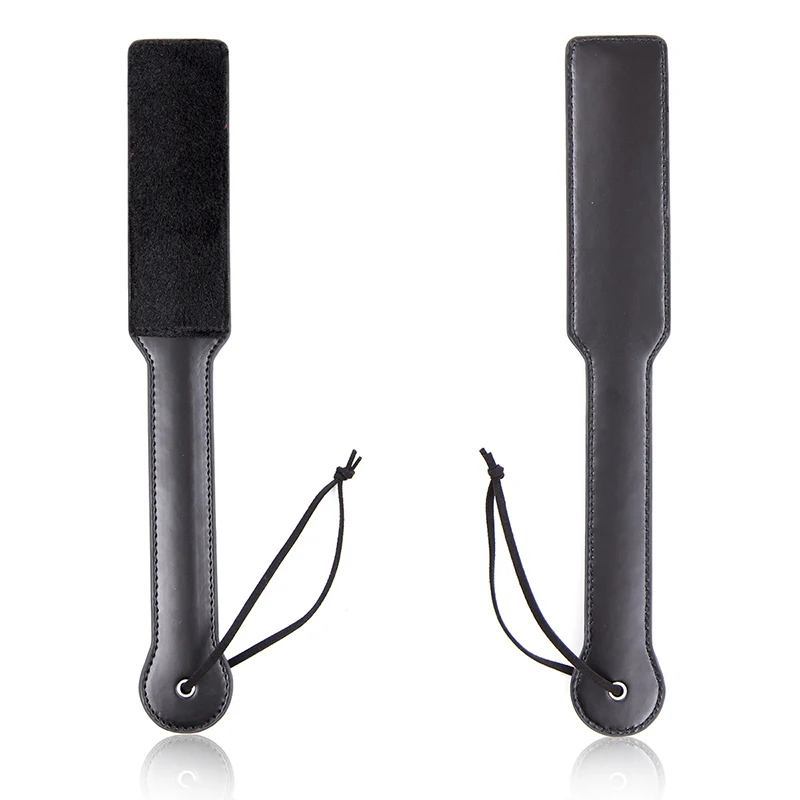 34cm Red Or Black Plush And Leather Paddle Riding Crops Flogger Horsewhips Spikes Spanking Paddle Slapper 6
